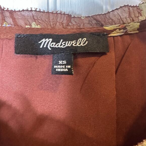 Madewell Norma Rae Brown Floral Printed Long Sleeve Dress - Picture 4 of 7